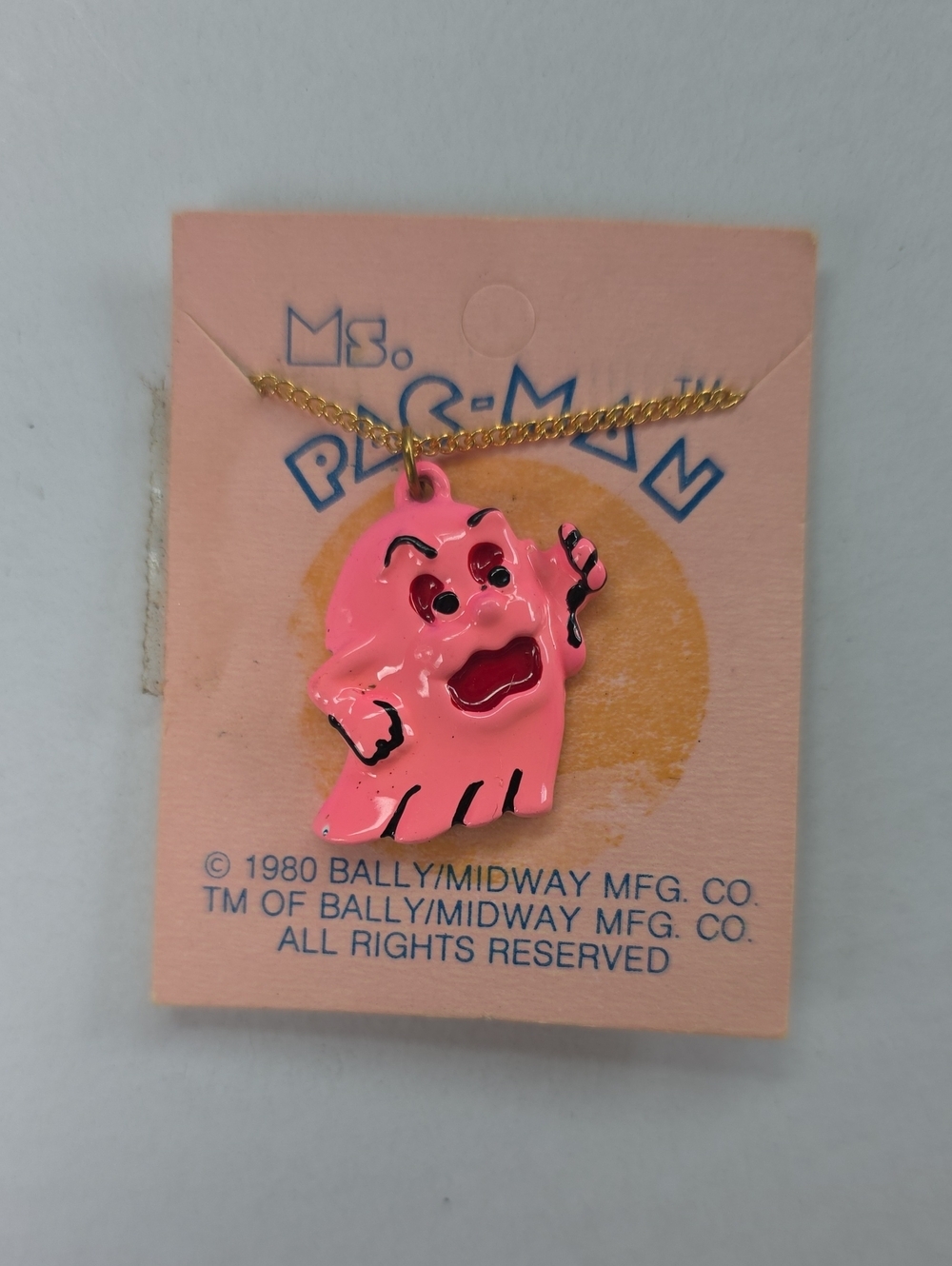 Bally Pink Pac-Man Ghost Pendant Necklace - Picture 3 of 3